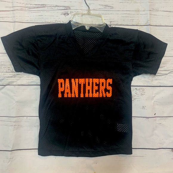 Unisex Kids Black Orange Panthers Logo Mesh Football Uniform
